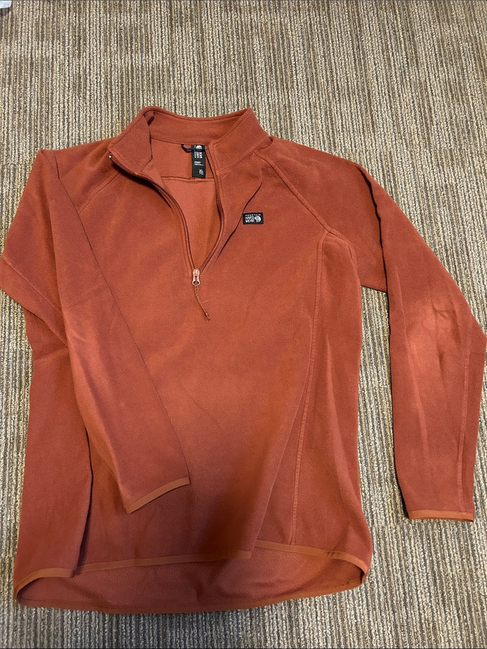 Burnt Orange Half-Zip Fleece Pullover
